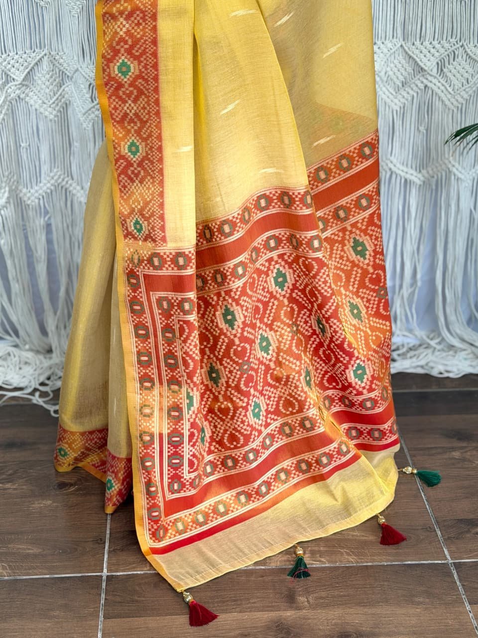 Maroon-Red Border Jodhana Pure Cotton Silk Saree